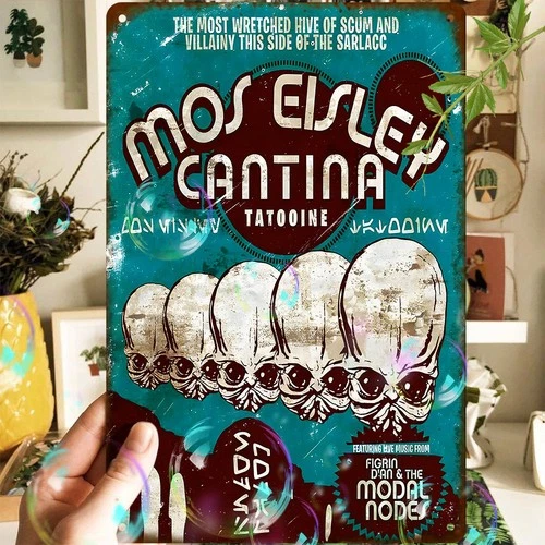 Vintage Moss Eisley Cantina Metal Wall Art Tin Metal Signs Home Décor 8x12 Weath