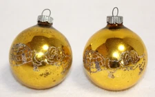 Vintage Lot 2 Shiny Brite Igloo & Eskimo Stencil Glass Christmas Ornaments