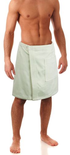 Men's Terry Velour Cloth Body Wrap, Bath Towel Wrap luxurious soft ( White )  - 第 1/1 張圖片