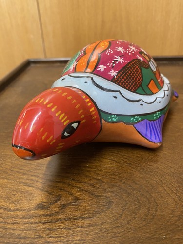 Hand Painted Mexican Turtle ~ Folk Art ~ Clay Pottery ~Mexico Colorful Turtle - Picture 6 of 9