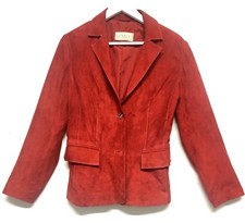 Gimo's Barcelino Suede Leather Red Two Button Fitted Jacket Size 42