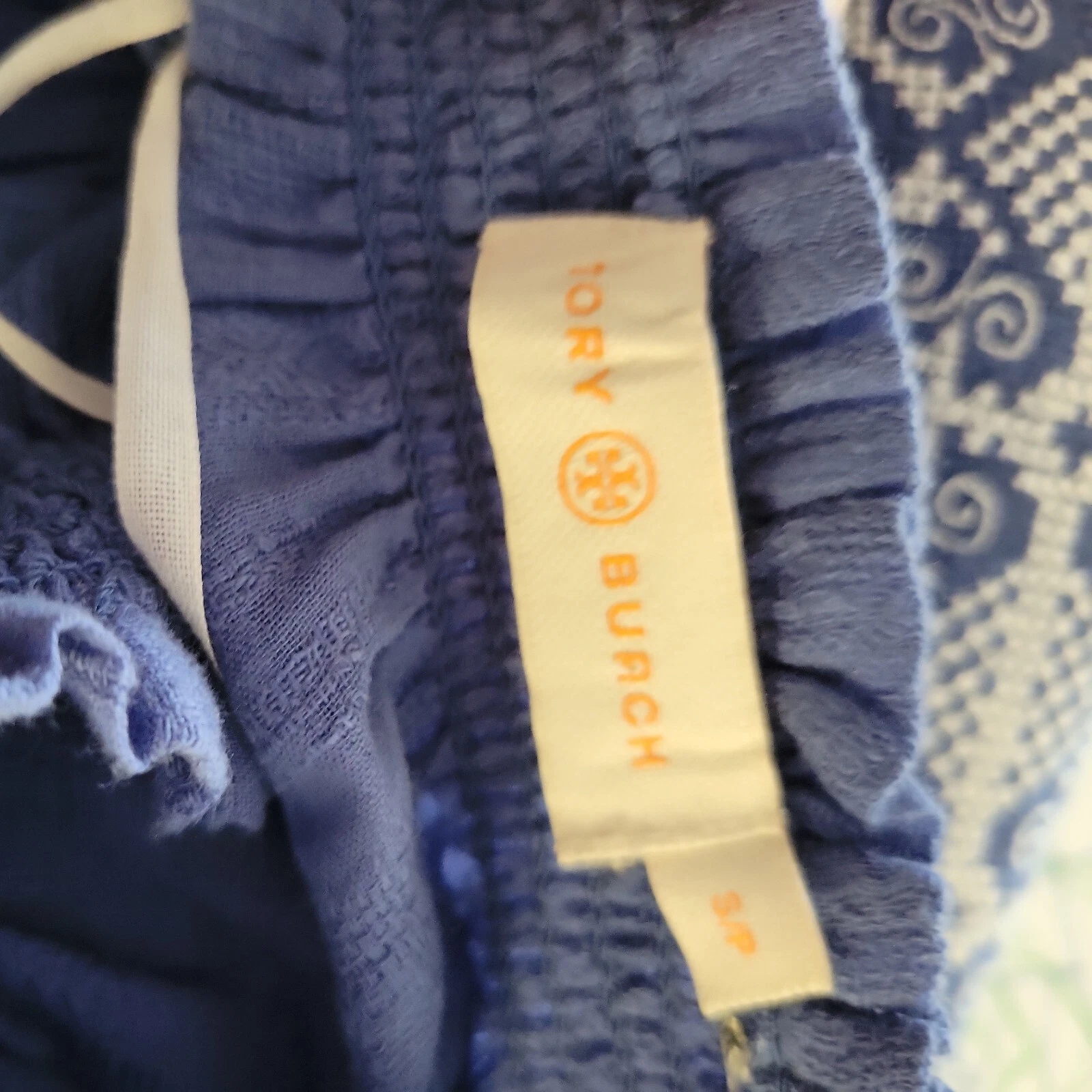 ABITO RICAMATO TORY BURCH BLU a spalla taglia S Petite