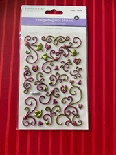 RARE & REALLY CUTE HEART SWIRLS PUFFY 3D STICKERS - FREE SHIPPING