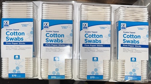 Double Tipped Cotton Swabs with Firm Paper Sticks - 1500 Count (4 packs of 375)
