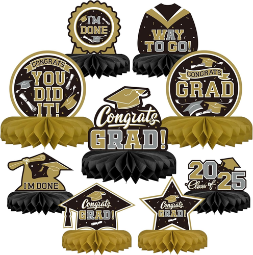 9PCS Graduation Party Decorations Class of 2025 Congrats Grad Table Centerpiece