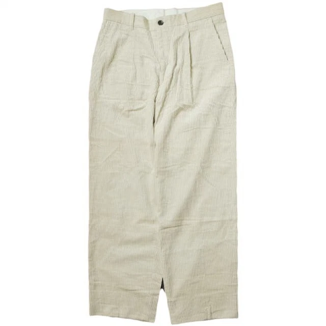 Steven Alan 5WALE CORD SUPER BAGGY TAPERED PANTS L OFF WHITE Wide 1 tack zip fly