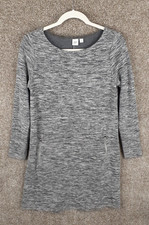GAP Swing Dress Womens M Gray Black Space Dye Knit Zip Pockets Stretch Casual