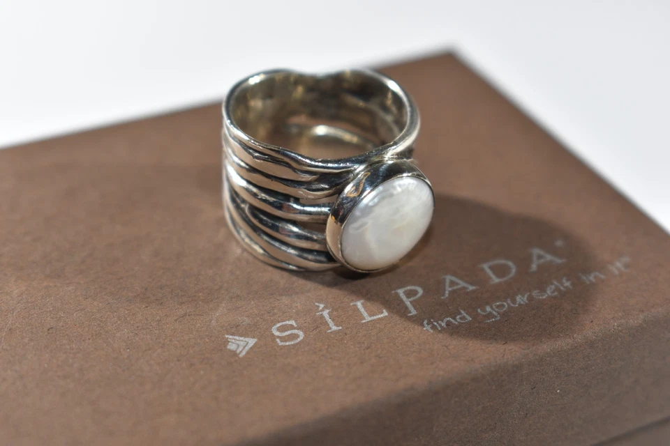 Silpada 925 Sterling Silver Weave Pearl Mermaid Ring HTF Size 8 R1542 - Image 2 of 4