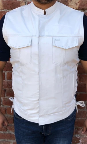 SOA Men's Leather Vest Anarchy Motorcycle Biker Club Concealed Carry Outlaws image 3