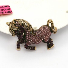 Hot Fashion Women Purple Rhinestone Cute Pony Horse Crystal Brooch Pin Gifts