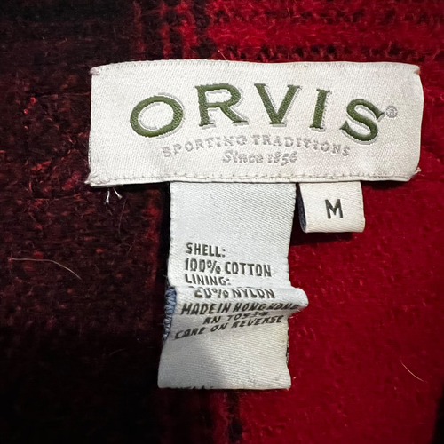 Orvis Red Buffalo Plaid Flannel Outdoor Wool Blend Vest Size Medium - Picture 5 of 5
