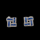 Square 1/2' Earrings Gemstone 925 Sterling Silver 1.5mm Sapphire