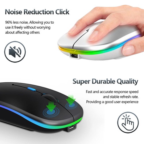 Optical Wireless 2.4GHz Mouse For PC Laptop Notebook USB Rechargeable RGB Mice - Picture 5 of 23