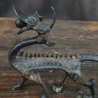 Antique RARE excellent Dynasty Dragon Old China Rare bronze penholder statue
