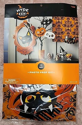 Halloween Party PHOTO PROP KIT 10 Props & Backdrop NEW Fun SELFIE PICS 