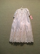 Christening Baptism Gown Beaded Satin Lace With Cap  Cape New 