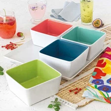 Overandback, 5-Pc "Summertime" Serving Square Platter Tray + Bowl Set