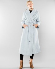 Nwot Ganni Woodside Wool Coat With Button 1688 Serenity Blue Size 36 No Belt