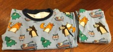 H M - Blue animal cartoon Sleepwear - shirt and pants - Boy's Size 8y
