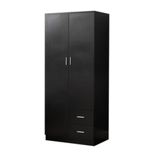 2 Door 2 Drawer Wardrobe with Hanging Rail Clothes Storage Shelves Cupboard