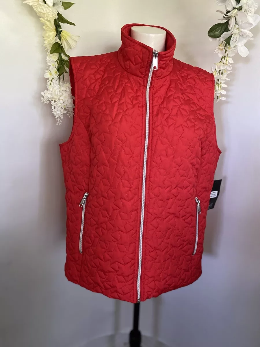 Red quilted vest women's clearance