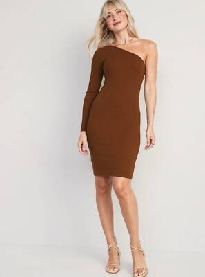 one shoulder rib dress Black One Shoulder Ribbed Dress ahiclothing