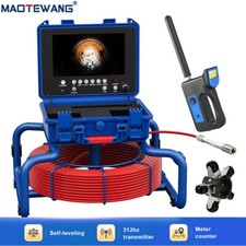 9" 30M Sewer Pipe Inspection Camera w/ 512HZ Locator Meter Counter Self-Leveling