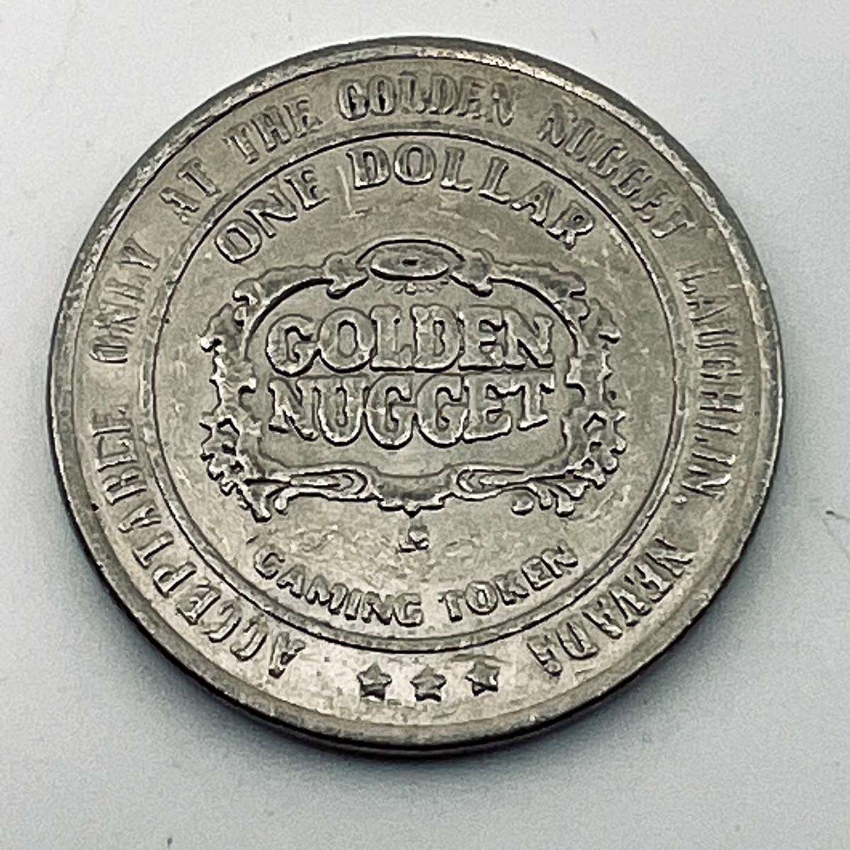 Golden Nugget $1 One Dollar Casino Gaming Silver Token Coin