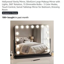 TinyLiving Hollywood Vanity Mirror 50x42cm Large Makeup Mirror with Lights 360°