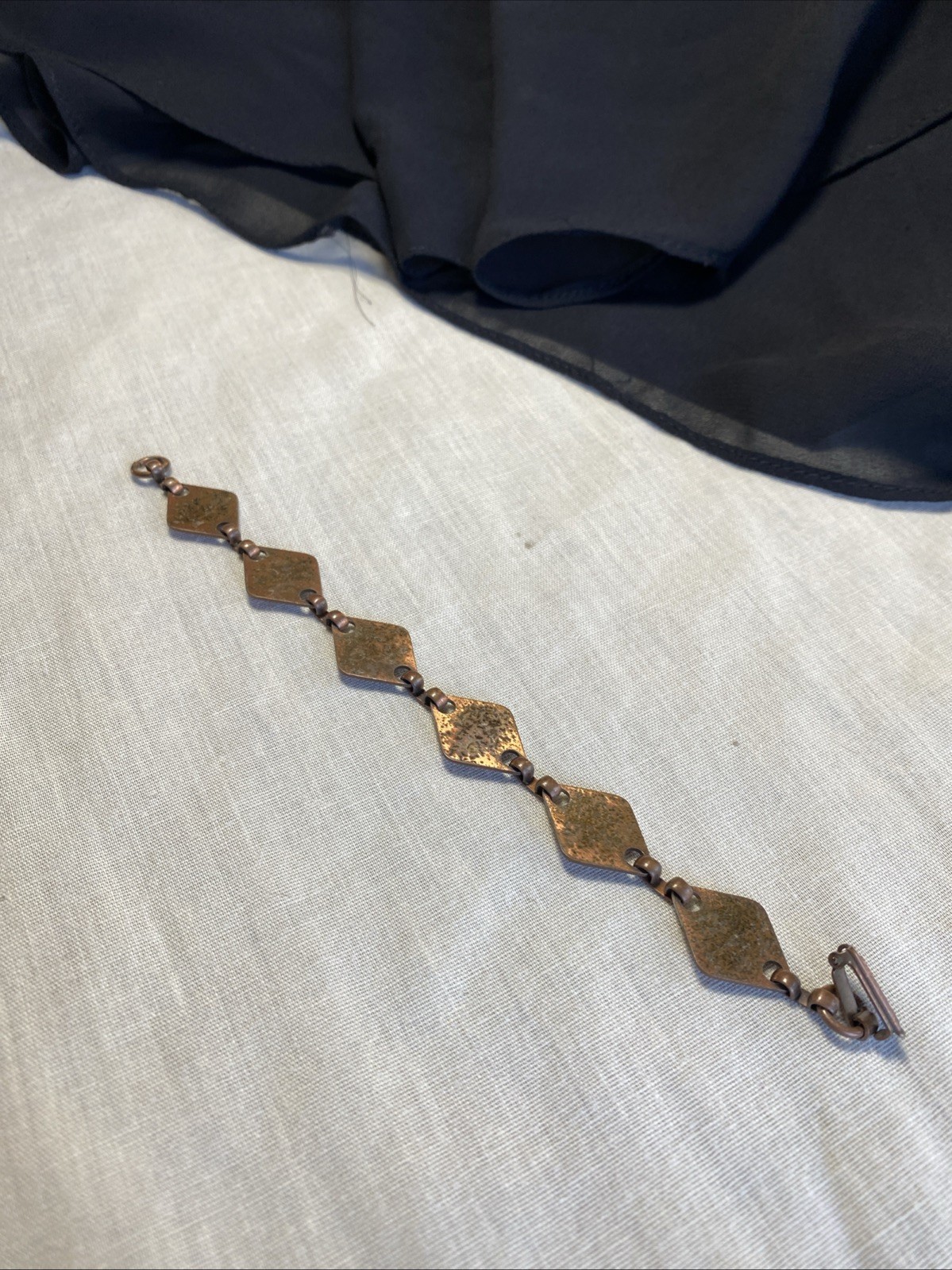 Vintage Solid Copper Two Tone Diamond Shaped Link… - image 5