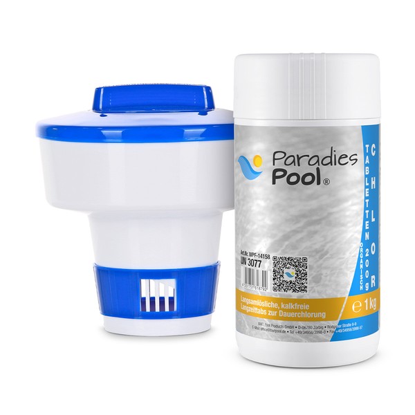 Pool Dosierschwimmer + 1Kg Chlortabs 200G Langsam LöSlich Chlor Schwimmbecken-image
