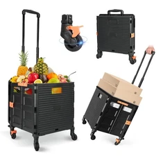 Foldable Utility Cart Folding Portable Rolling Crate Handcart Handcart Shoppi...