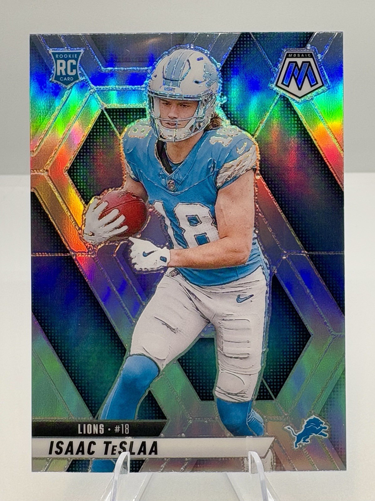 2025 Panini Mosaic Isaac TeSlaa #319 Silver Prizm - Detroit Lions RC