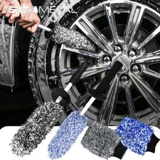 Car Wash Super Brush Microfiber Premium Wheels Brush Non-Slip Soft Handle Easy