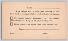 Jackson Corset Co Postal Card Michigan Mailing List Offer