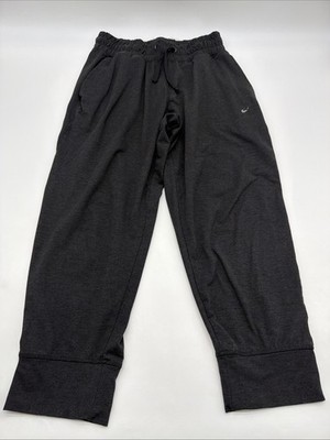 Asics Sweatpants Women M Black Pockets Zip Logo Dark Gray .#45939