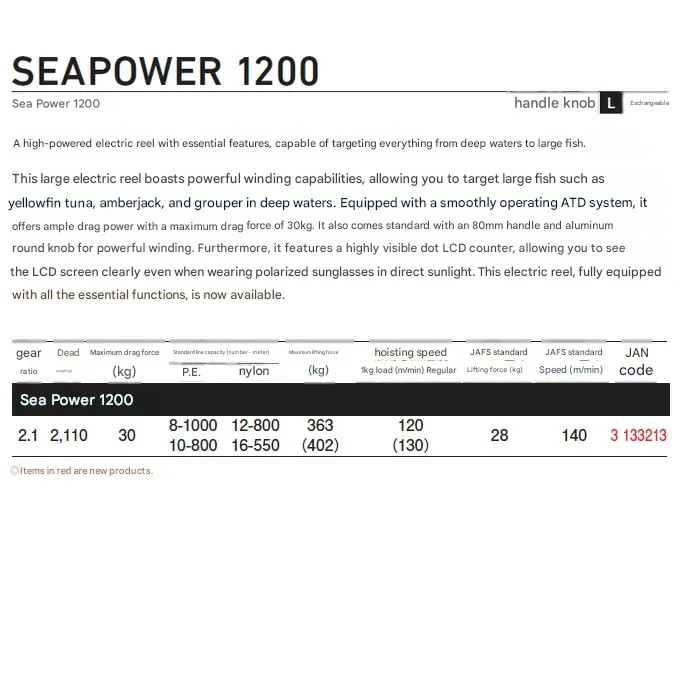 Daiwa 23 SEAPOWER 1200 Electric Fishing Reel 9 Languages English Menu NEW
