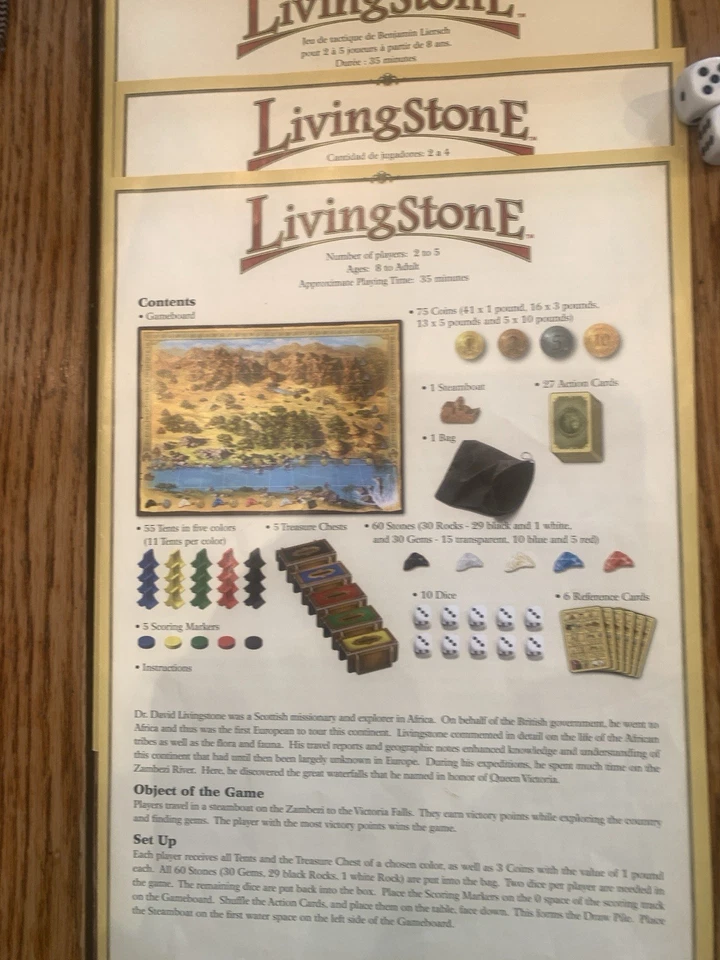 Jogo de tabuleiro Livingstone ENTRETENIMENTO NA SALA DE JOGOS Benjamin Liersch VGC 2009 Leia - Imagem 2 de 4