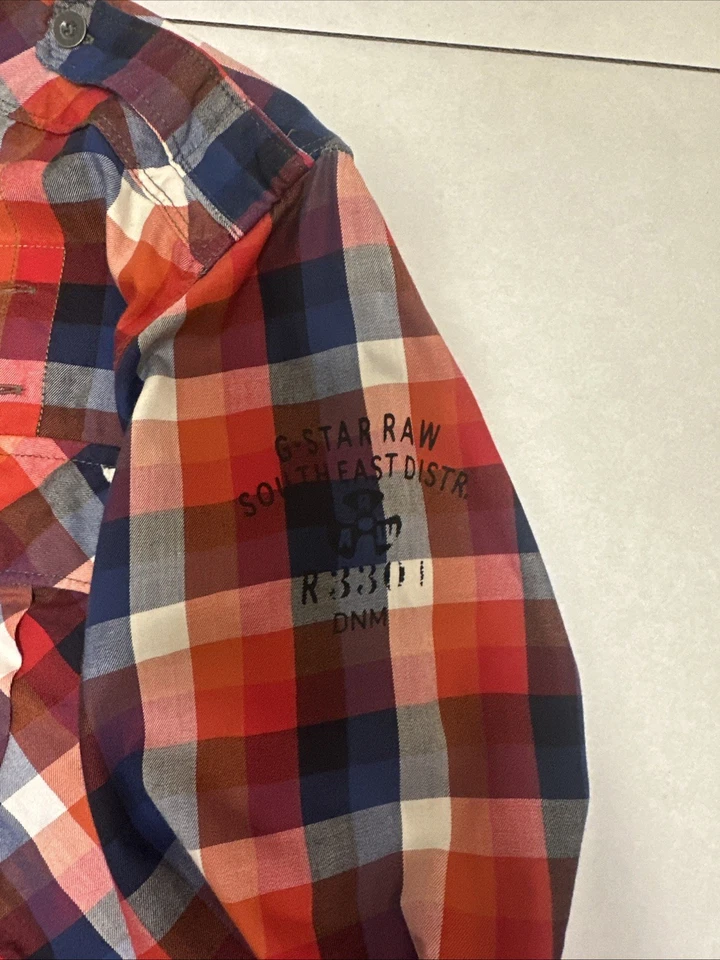 Camisa G Star Raw Western Para Hombres XL Cuadros Manga Larga Metal Botones Rodeo Vaquero Foto 4 de 4