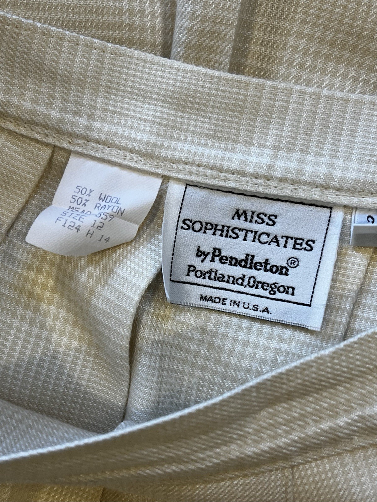 Vintage Pendleton Long Wool Beige Houndstooth Pla… - image 6