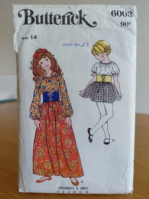 Butterick Sewing Pattern 6003 Child Size 14 Prairie Dress and Belt UNUSED - image 1 of 3