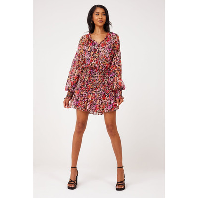 NWT Misa Los Angeles Celina Red Fire Flora Print Chiffon Dress Size XL $350