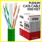 Cat6 CMP Plenum Solid UTP Ethernet Cable 1000ft 23AWG Bulk Network Green