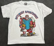 Vtg 90s Screen Stars Best USA Single Stitch White 50/50 Sports Optimist Shirt XL