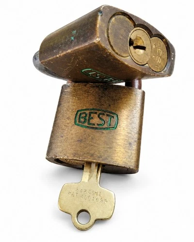Lot of 2 BEST Heavy Duty Brass Padlocks w/ Master Key Tested Working image 2