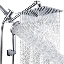 Rainfall Shower Head with Handheld Spray Combo High Pressure Adjustable Arm Wall
