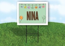 NINA WELCOME BABY GREEN 18 in x 24 in Yard Sign Road Sign with Stand