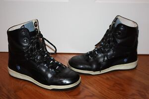 Black Leather High-Top Sneakers 