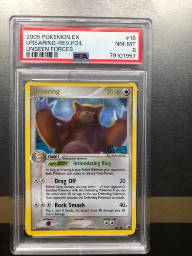 Pokemon Ursaring Reverse Holo Ex Unseen Forces 18/115 PSA 8 NM-MT