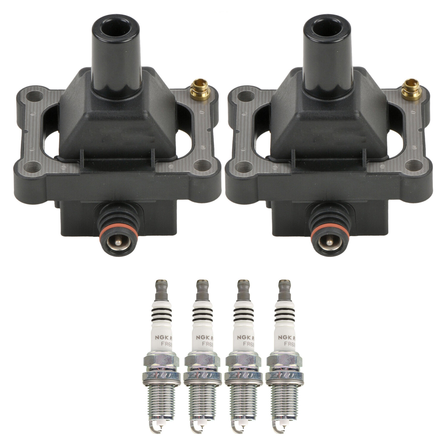 Bosch 2 Ignition Coil NGK 4 Ruthenium HX Spark Plug Kit For W202 C230 2.3 L4